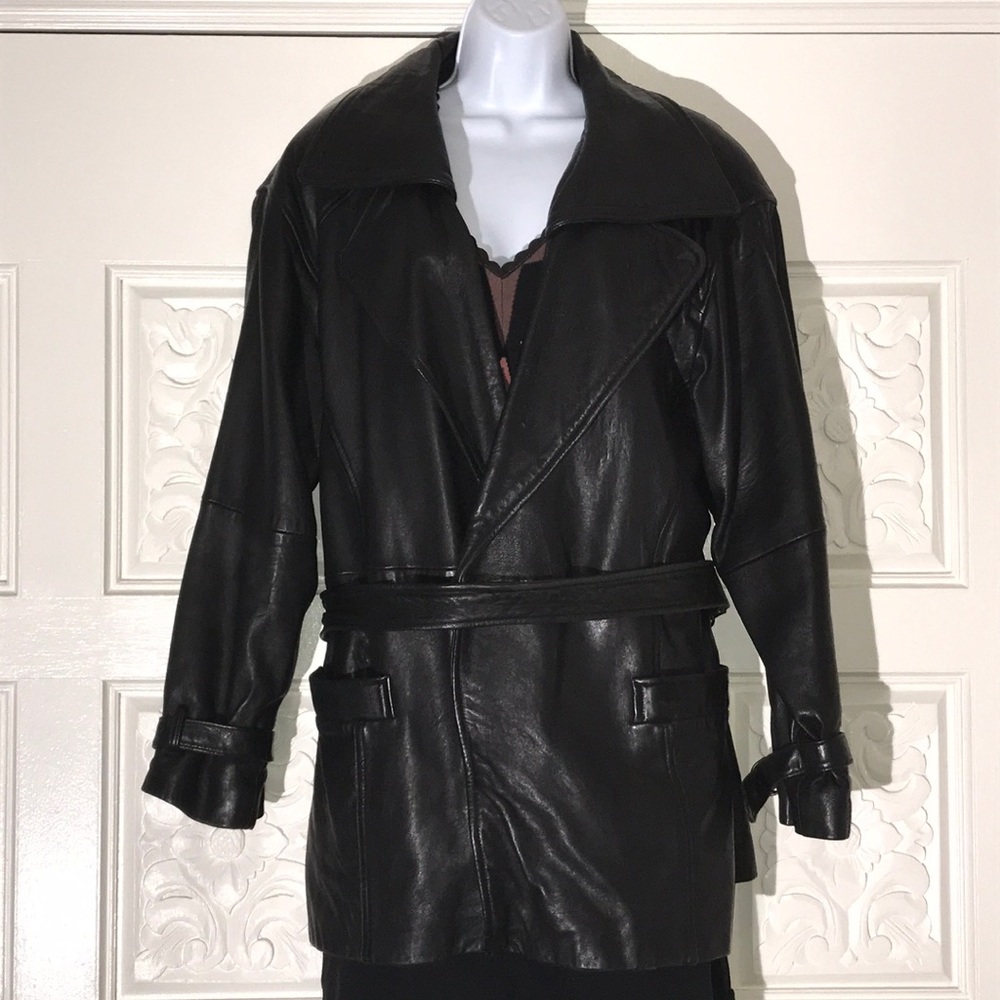 Vintage NY Line Women’s Black Leather Jacket L